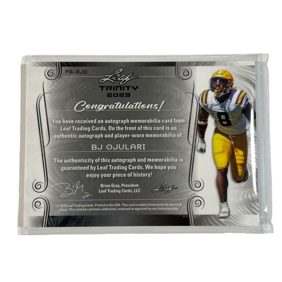 BJ Ojulari 2023 Leaf Trinity Football Rookie Patch Auto /99 LSU Tigers - Picture 6 of 6